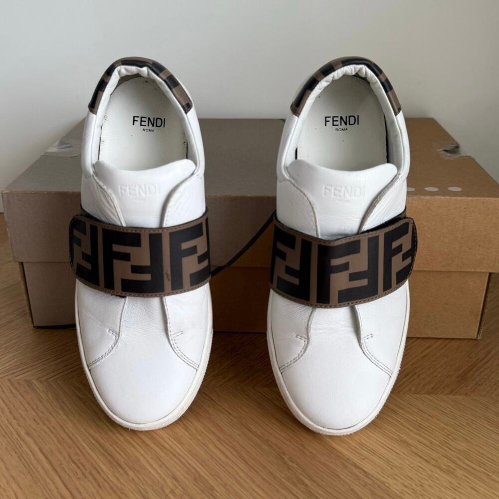 RARE Fendi Roma Kids Monogram Strap Sneakers - SZ 33